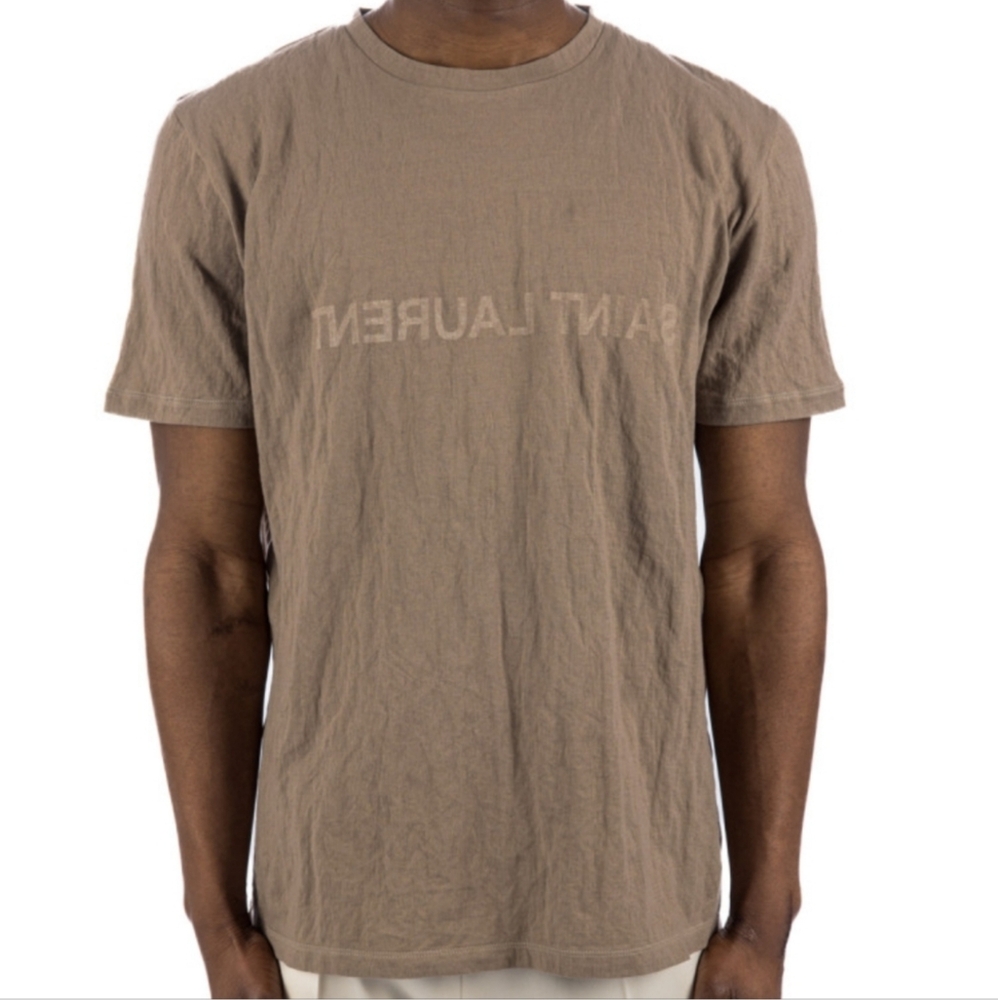 Saint Laurent Large? Reverse T-shirt Classic Tee Round Neck 100% Cotton Luxury